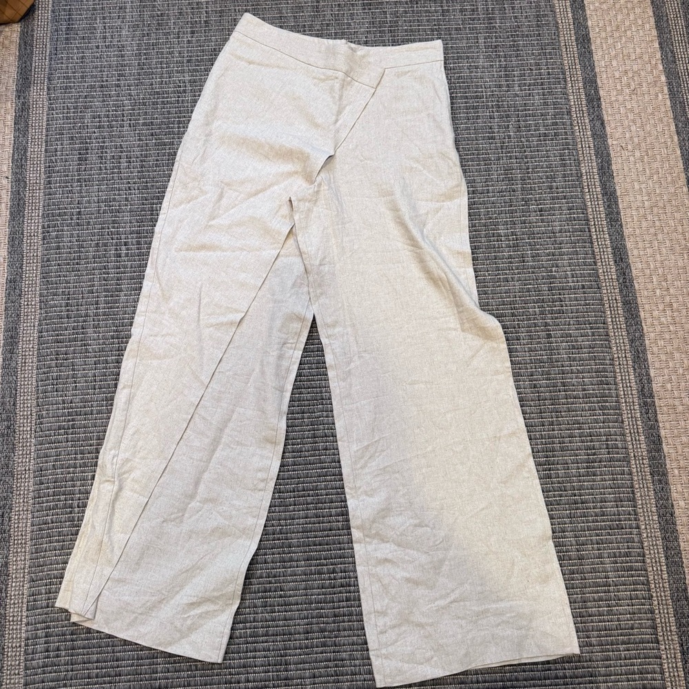 Zara Women Linen-Blend Pareo Trousers